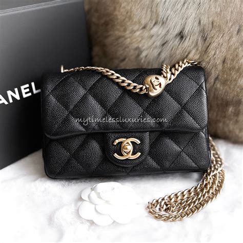 CHANEL Caviar Quilted Mini Sweetheart Rectangular Flap Black 